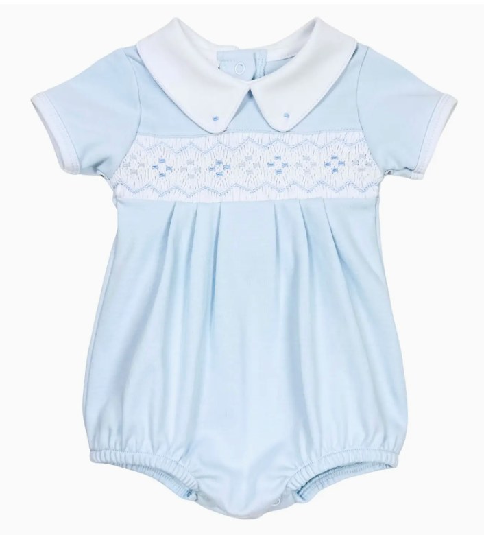 ETHAN SMOCKED BUBBLE IN BLUE MAGNOLIA