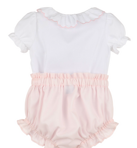 LULI & ME BABY CLASSICAL DIAMOND SMOCK SET PINK