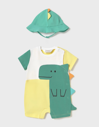 MAYORAL NEWBORN DINOSAUR HAT & ROMPER