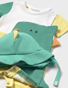 MAYORAL NEWBORN DINOSAUR HAT & ROMPER