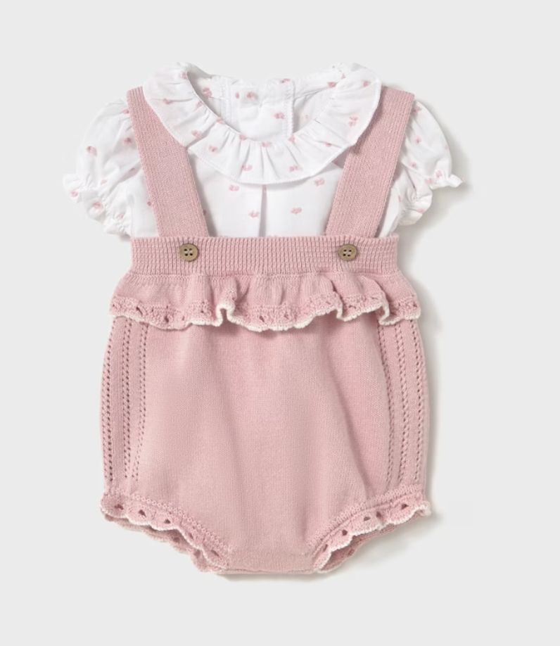 MAYORAL NEWBORN KNIT DUNGAREE SET              1661