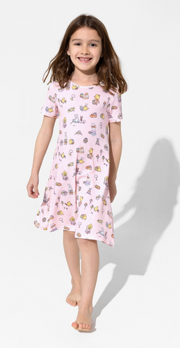 EASTER BUNNIES PINK BAMBOO DRESS | BELLABU BEAR SPRING  SALE