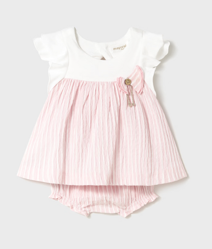 MAYORAL BABY  DRESS BLOCK WITH BLOOMERS ROSA BABY        1845