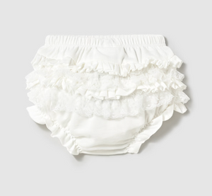 NEWBORN  BABY RUFFLE BLOOMERS  IN NATURAL