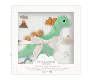 MON AMI JURASSIQUE SWADDLE & RATTLE
