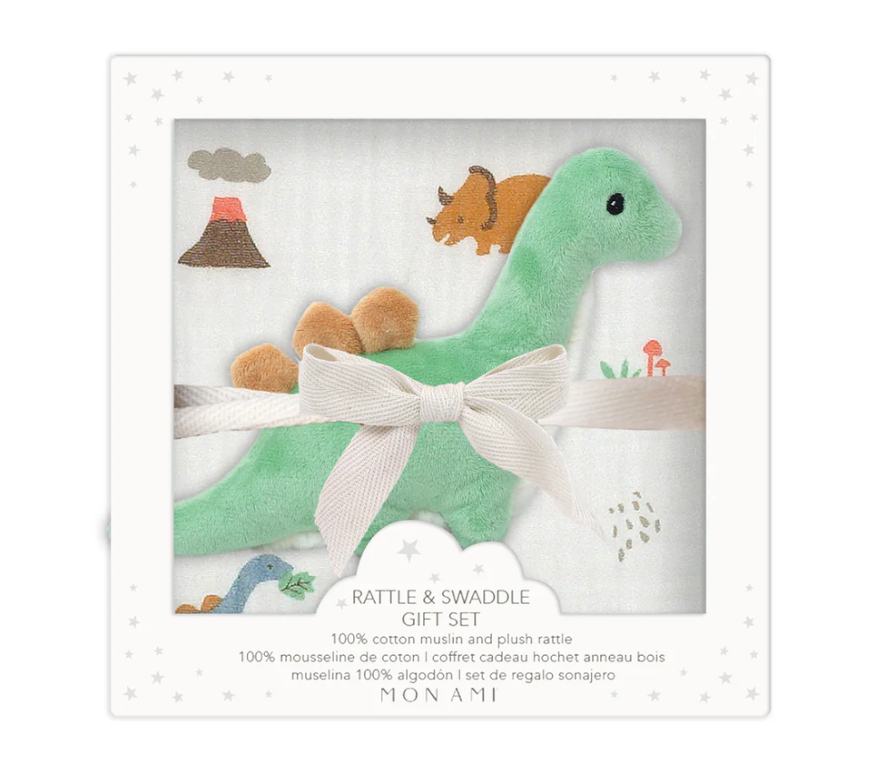 MON AMI JURASSIQUE SWADDLE & RATTLE