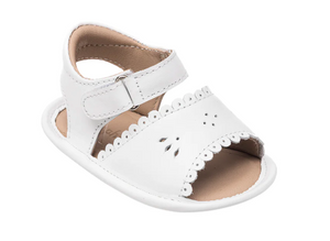 BABY LEATHER SANDAL WITH SCALLOP  WHITE | ELEPHANTITO