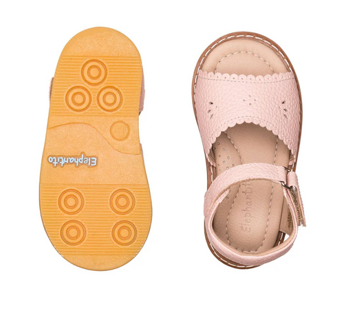 CLASSIC LEATHER SANDAL WITH SCALLOP PINK IN TODDLER SIZES | ELEPHANTITO