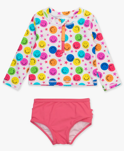 STAR SMILE LONG SLEEVE ZIPPER RASH GUARD 2 PC
