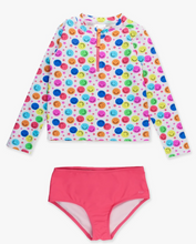 Load image into Gallery viewer, GIRLS STAR SMILE LONG SLEEVE ZIPPER RASH GUARD 2 PC