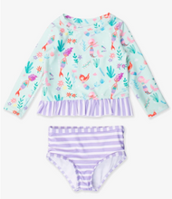 Load image into Gallery viewer, MERMAID PRINCESS LONG SLEEVE RASH GUARD | RUFFLES BUTT