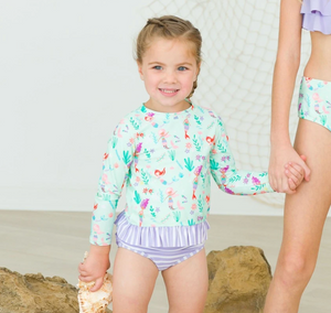 MERMAID PRINCESS LONG SLEEVE RASH GUARD | RUFFLES BUTT