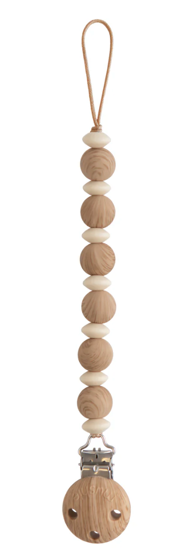 MUSHIE LUNA FAUX WOOD PACIFIER CLIP