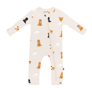 KYTE BABY ZIPPERED ROMPER IN FLUFFY DOG
