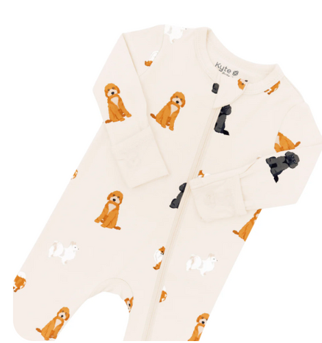 KYTE BABY ZIPPERED ROMPER IN FLUFFY DOG