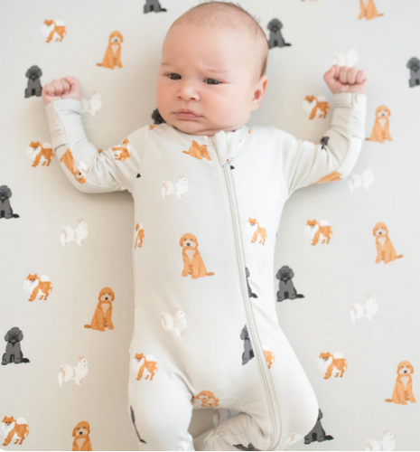KYTE BABY ZIPPERED FOTTIE IN FLUFFY DOG