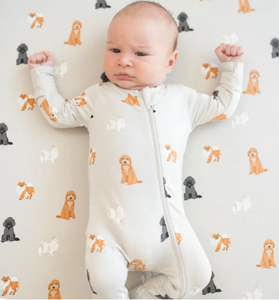 KYTE BABY ZIPPERED FOTTIE IN FLUFFY DOG