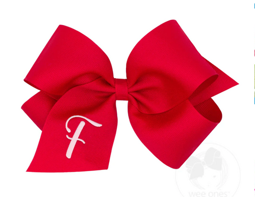 WEE ONES KING INITIAL HAIRBOW | RED WITH WHITE INITIAL