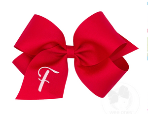 WEE ONES KING INITIAL HAIRBOW | RED WITH WHITE INITIAL