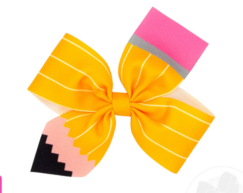 KING PENCIL PRINT GROSGRAIN 2-LOOP HAIR BOW | WEE ONES