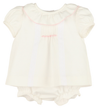 Load image into Gallery viewer, LULI &amp; ME PINTUCKS LACE BISHOP IN WHITE AND PINK                      006