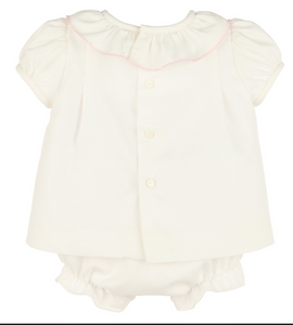 LULI & ME PINTUCKS LACE BISHOP IN WHITE AND PINK                      006