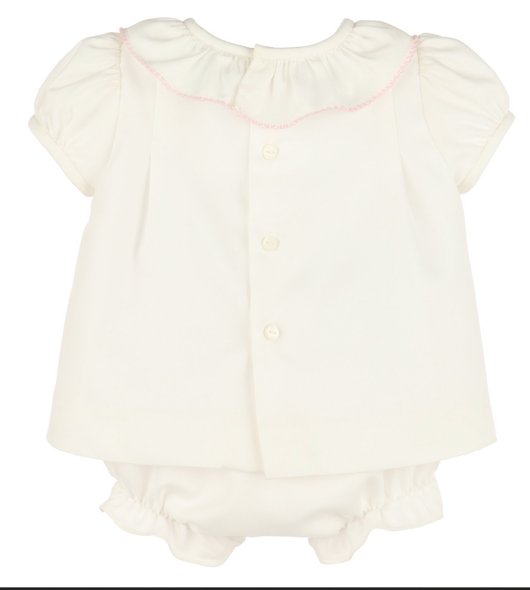 LULI & ME PINTUCKS LACE BISHOP IN WHITE AND PINK                      006