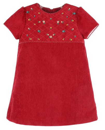 LULI & ME CORD EMBROIDERY DRESS RED