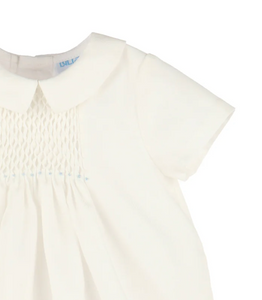 LULI & ME HONEYCOMB SMOCK BOY BUBBLE | Blue Detail                    004
