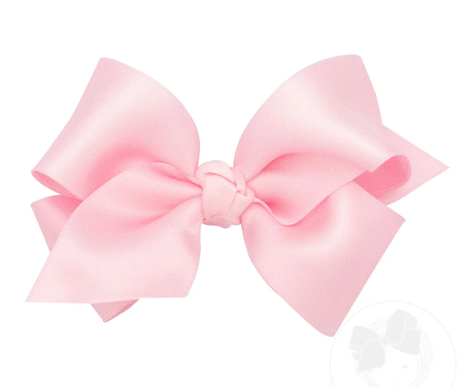WEE ONES MEDIUM FRENCH SATIN HAIR BOWS ECRU & MORE COLORS