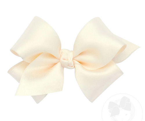WEE ONES MEDIUM FRENCH SATIN HAIR BOWS ECRU & MORE COLORS