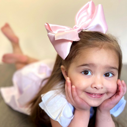 WEE ONES KING FRENCH SATIN GIRLS HAIR BOW PINK & MORE COLORS