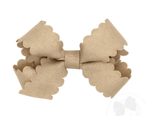 WEE ONES MINI GROSSGRAIN HAIR BOW WITH SCALLOPED EDGE CRANBERRY & MORE COLORS