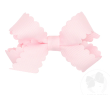 Load image into Gallery viewer, WEE ONES MINI GROSSGRAIN HAIR BOW WITH SCALLOPED EDGE CRANBERRY &amp; MORE COLORS