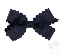 Load image into Gallery viewer, WEE ONES MINI GROSSGRAIN HAIR BOW WITH SCALLOPED EDGE CRANBERRY &amp; MORE COLORS