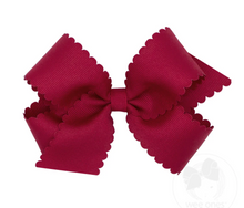 Load image into Gallery viewer, WEE ONES MEDIUM GROSSGRAIN SCALLOPED HAIR BOW PALE PINK &amp; MORE COLORS