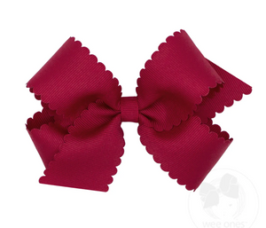 WEE ONES MEDIUM GROSSGRAIN SCALLOPED HAIR BOW PALE PINK & MORE COLORS