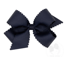 Load image into Gallery viewer, WEE ONES MEDIUM GROSSGRAIN SCALLOPED HAIR BOW PALE PINK &amp; MORE COLORS