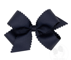 WEE ONES MEDIUM GROSSGRAIN SCALLOPED HAIR BOW PALE PINK & MORE COLORS