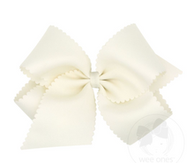 Load image into Gallery viewer, WEE ONES KING GROSSGRAIN HAIRBOW W SCALLOPED EDGE ANTIQUE WHITE &amp; MORE COLORS