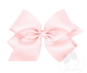 WEE ONES KING GROSSGRAIN HAIRBOW W SCALLOPED EDGE ANTIQUE WHITE & MORE COLORS