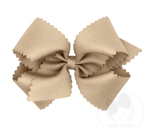 WEE ONES KING GROSSGRAIN HAIRBOW W SCALLOPED EDGE ANTIQUE WHITE & MORE COLORS