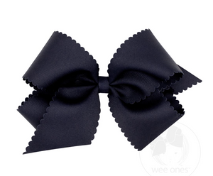 WEE ONES KING GROSSGRAIN HAIRBOW W SCALLOPED EDGE ANTIQUE WHITE & MORE COLORS