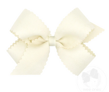 Load image into Gallery viewer, WEE ONES MINI GROSSGRAIN HAIR BOW WITH SCALLOPED EDGE CRANBERRY &amp; MORE COLORS