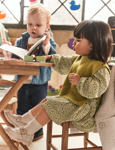 MAYORAL BABY & TODDLER DRESS & KNITTED VEST                               2913 36 ACEITE