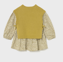 Load image into Gallery viewer, MAYORAL BABY &amp; TODDLER DRESS &amp; KNITTED VEST                               2913 36 ACEITE