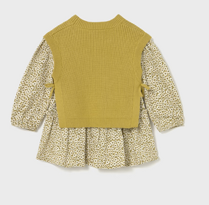 MAYORAL BABY & TODDLER DRESS & KNITTED VEST                               2913 36 ACEITE