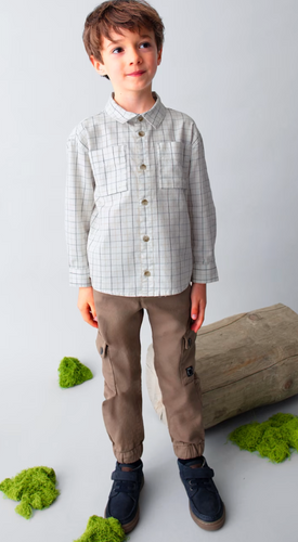 MAYORAL BOY PLAID SHIRT CREAM                                     4128