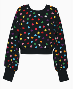 HANNAH BANANA ALL OVER HEARTS PRINT SWEATSHIRT AND SKORT SET