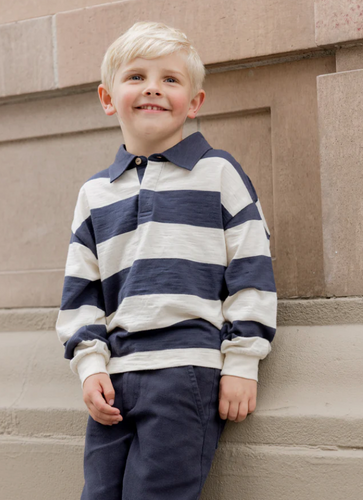 RYLEE + CRU RUGBY POLO || NAVY STRIPE